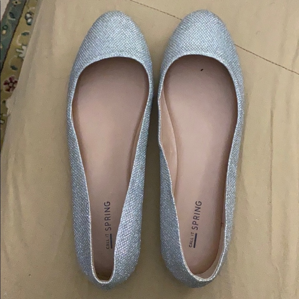 Sparkly silver flats